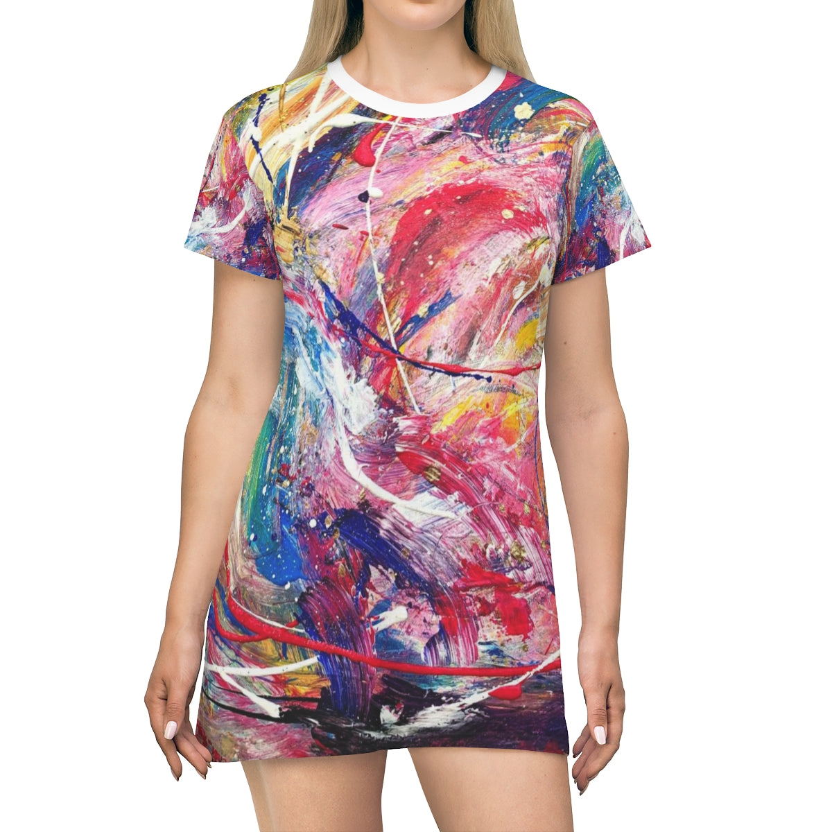 "Free to Move & Change" All Over Print T-Shirt Dress